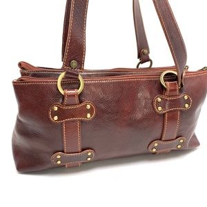 FLOTO Handmade in ITALY Warm Brown Genuine Leather Satchel Handbag Purse Bag